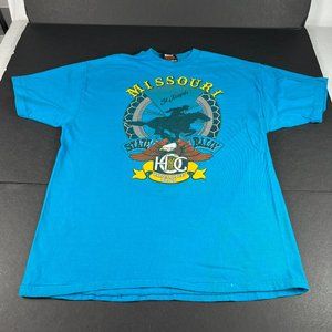 VTG 90s Harley Davidson Shirt Large Blue Missouri State Rally Single Stitch Tee